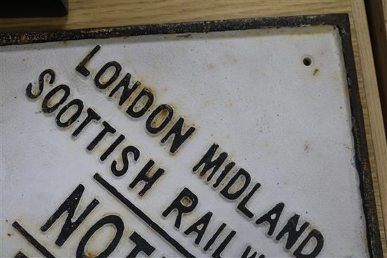 A London Midland and Scottish Railway Company metal sign